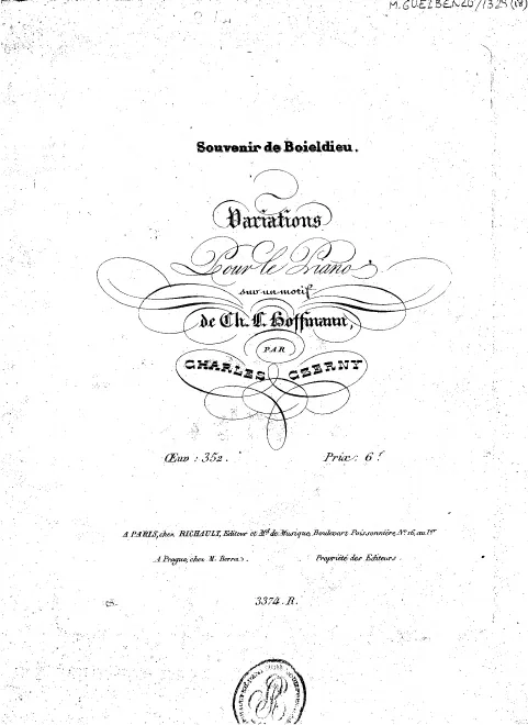First page of Souvenir de Boieldieu