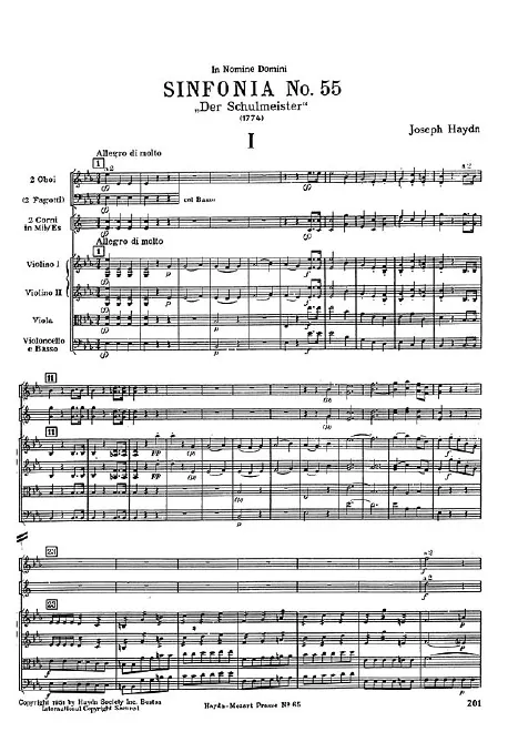 First page of Symphony No.55 in E-flat major
