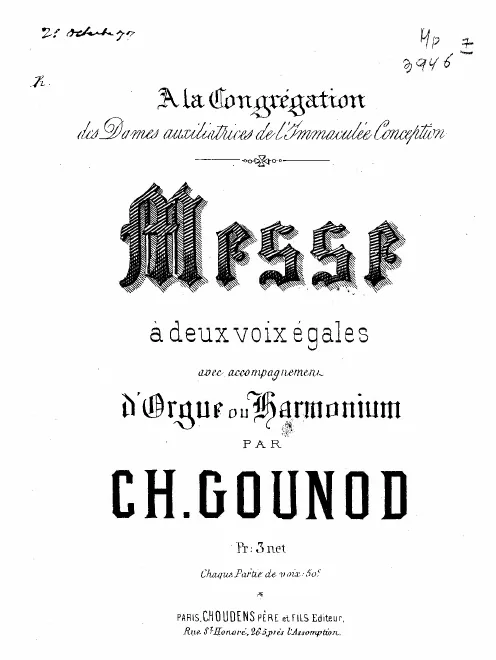 First page of Messe brève à deux voix égales