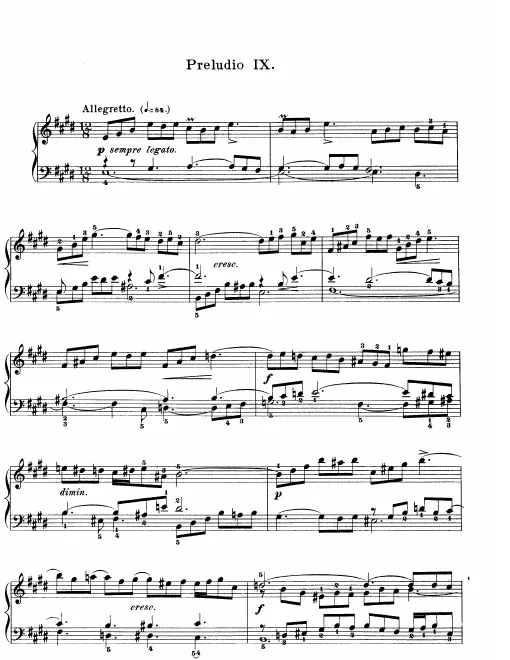 First page of Prelude and Fugue No.9 in E major