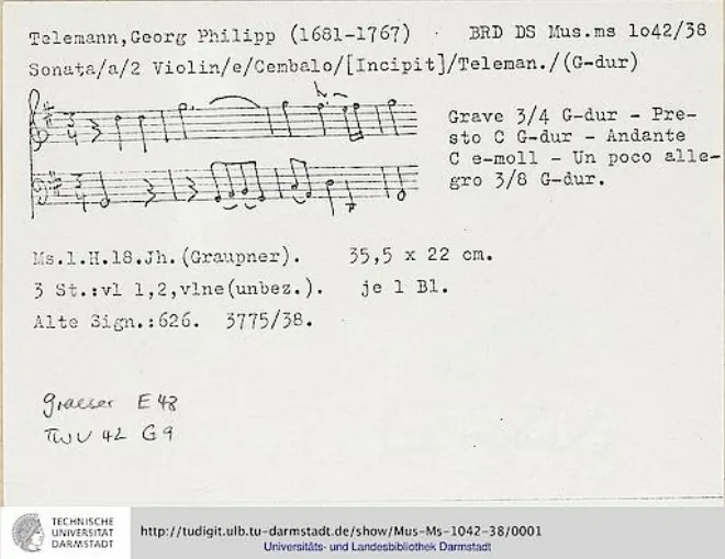 First page of Triosonata in G major TWV 42:G9
