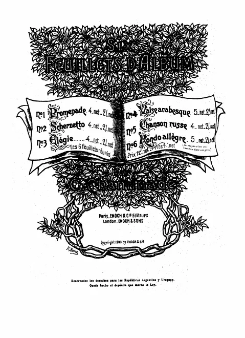 First page of Six feuillets d'album