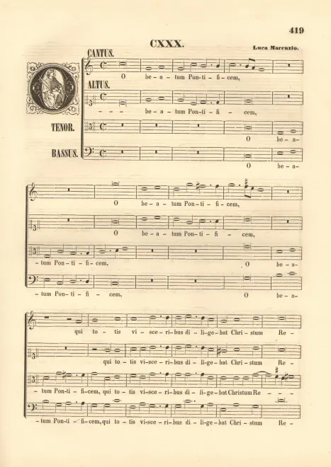 First page of O beatum Pontificem