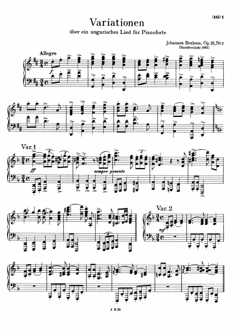 First page of Variations on a Hungarian Song