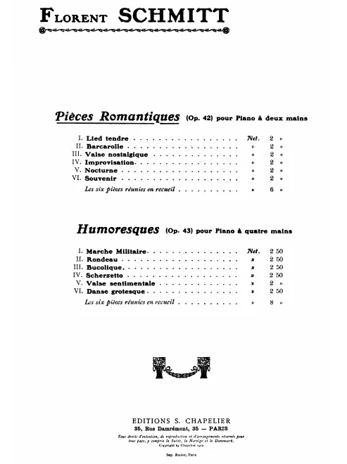 First page of Pièces romantiques