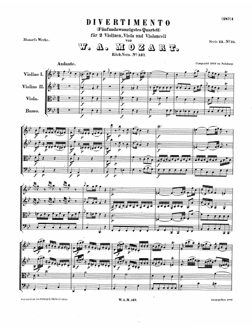First page of Divertimento