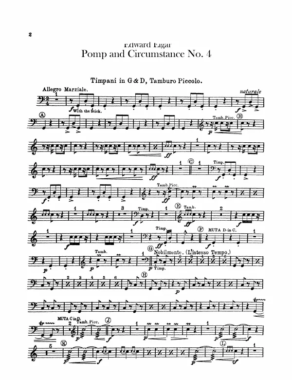 First page of Pomp and Circumstance March No.4