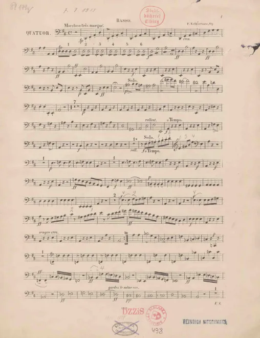 First page of Piano Quartet