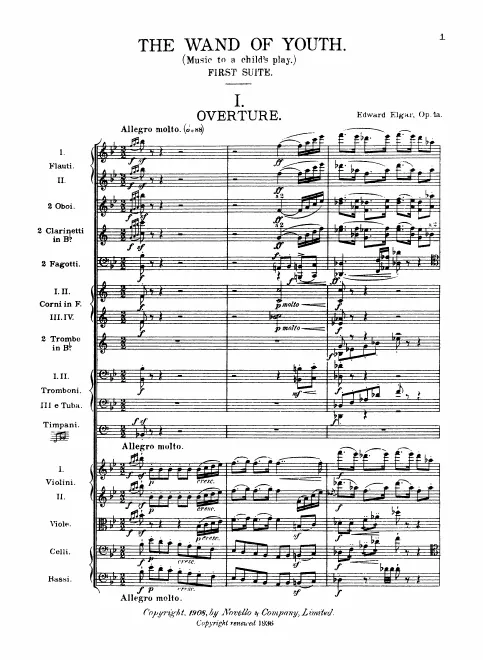 First page of The Wand of Youth, Suite No.1