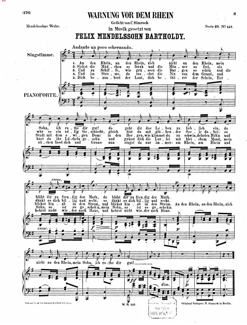 First page of Song, Warnung vor dem Rhein