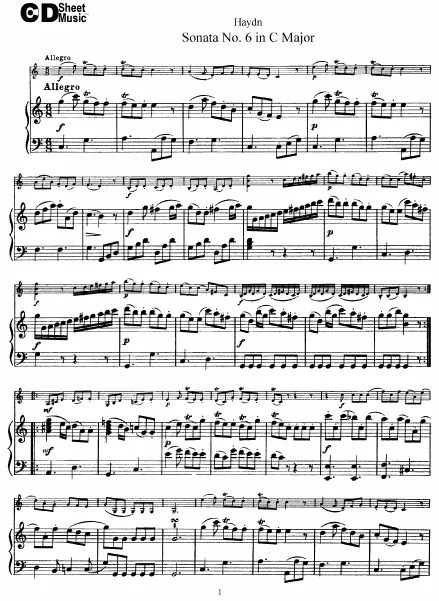 First page of Divertimento in C major