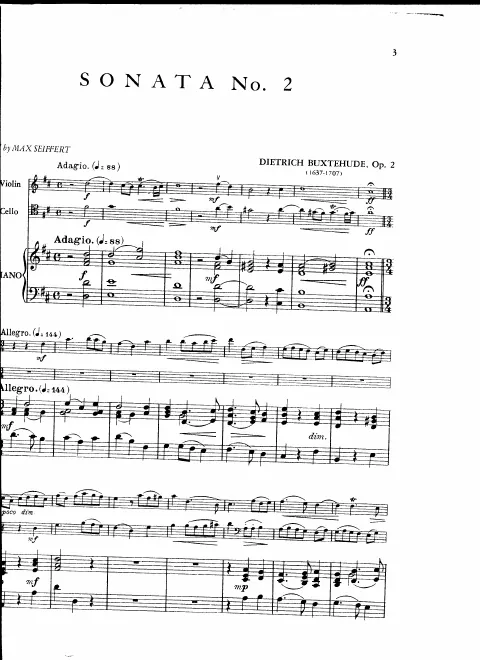 First page of Trio Sonata in D major, BuxWV 260