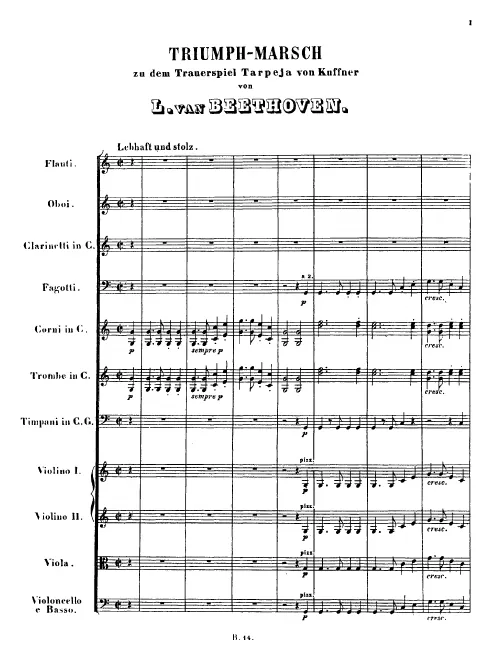 First page of Triumphal March for Christoph Kuffner's tragedy Tarpeja