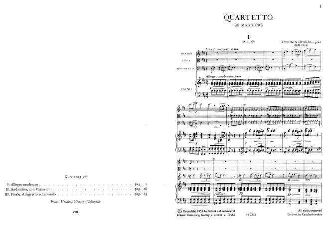 First page of Piano Quartet No.1