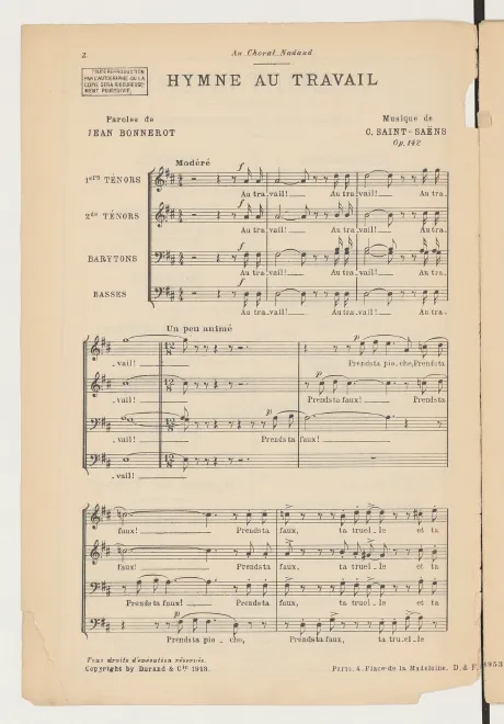 First page of Hymne au travail