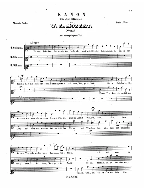 First page of Canon for 3 Voices