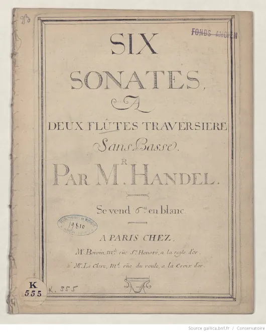 First page of 6 Sonatas for two flutes