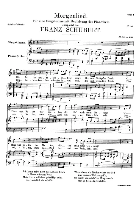 First page of Morgenlied