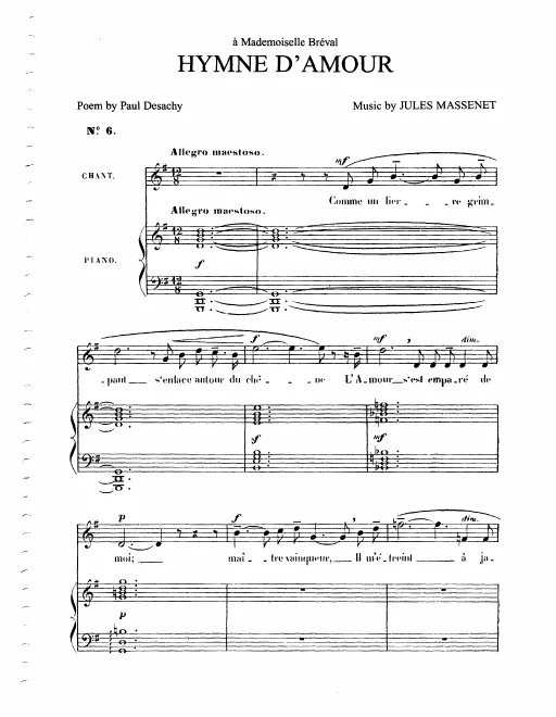 First page of Hymne d'amour