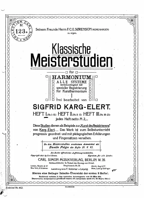 First page of Klassische Meisterstudien für Harmonium