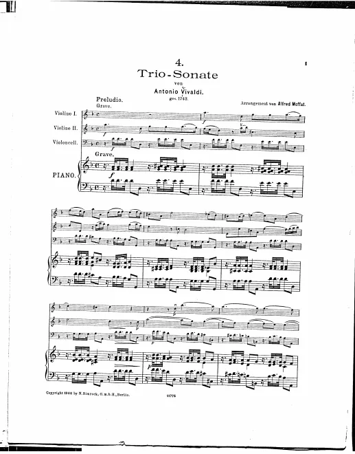 First page of Trio Sonata in D minor