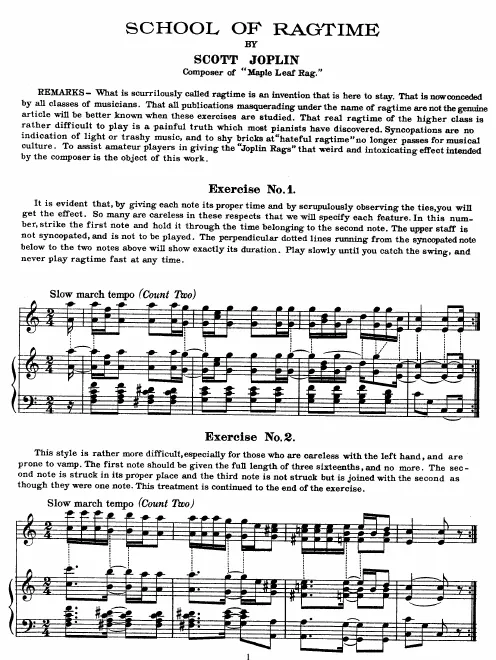 First page of School of Ragtime