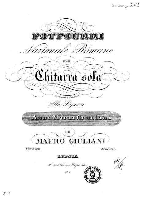 First page of Potpourri Nazionale Romano