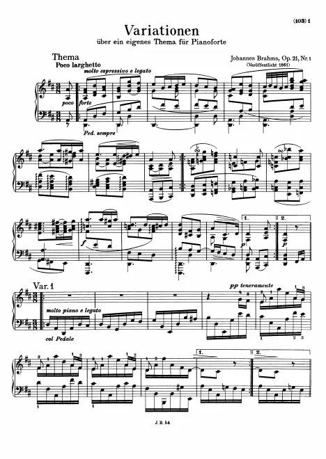 First page of Variations on an Original Theme