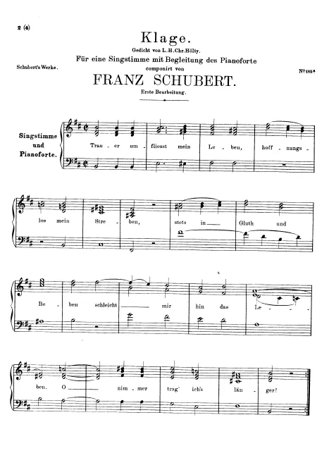 First page of Klage (Trauer umfliesst mein Leben)