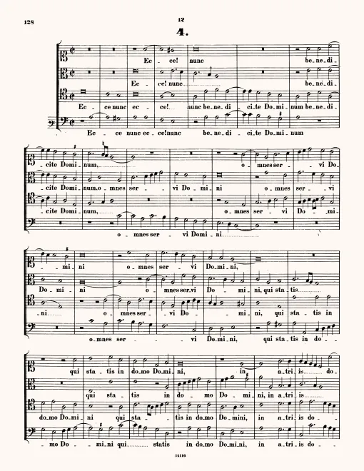 First page of Ecce nunc benedicite Dominum