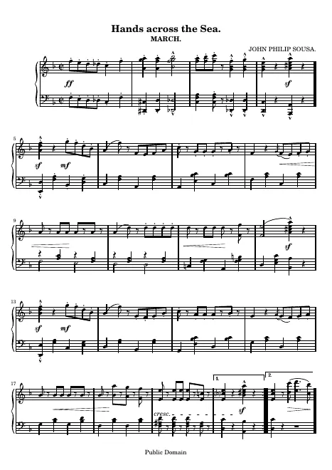 First page of Hands Across the Sea