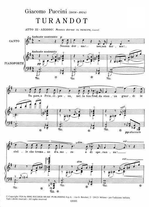 First page of Turandot