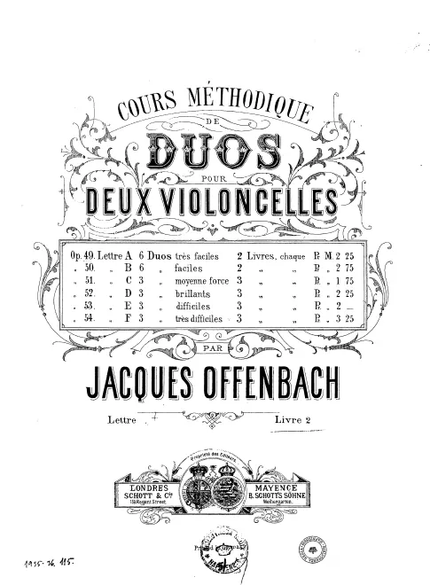 First page of Duos for 2 Cellos