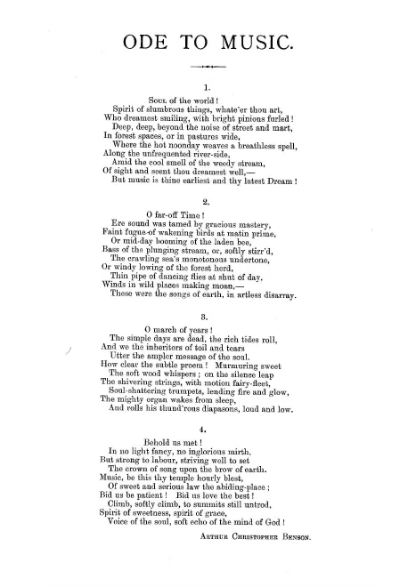 First page of Ode to Music