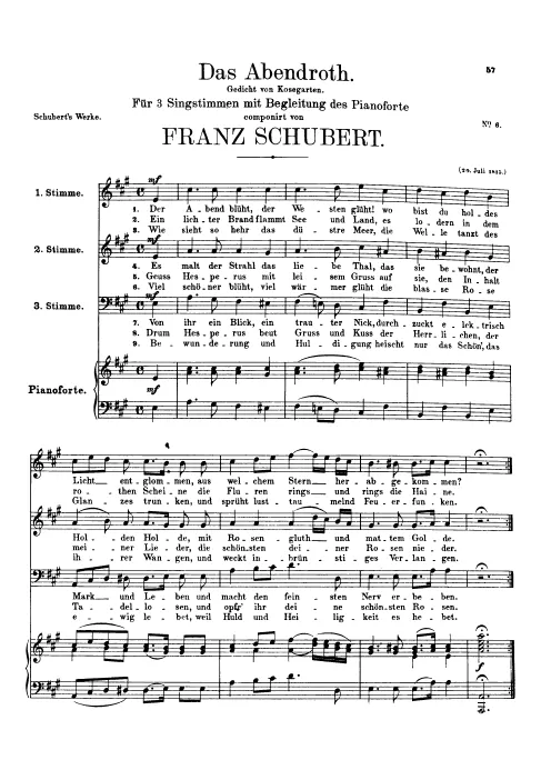 First page of Das Abendrot, D.236