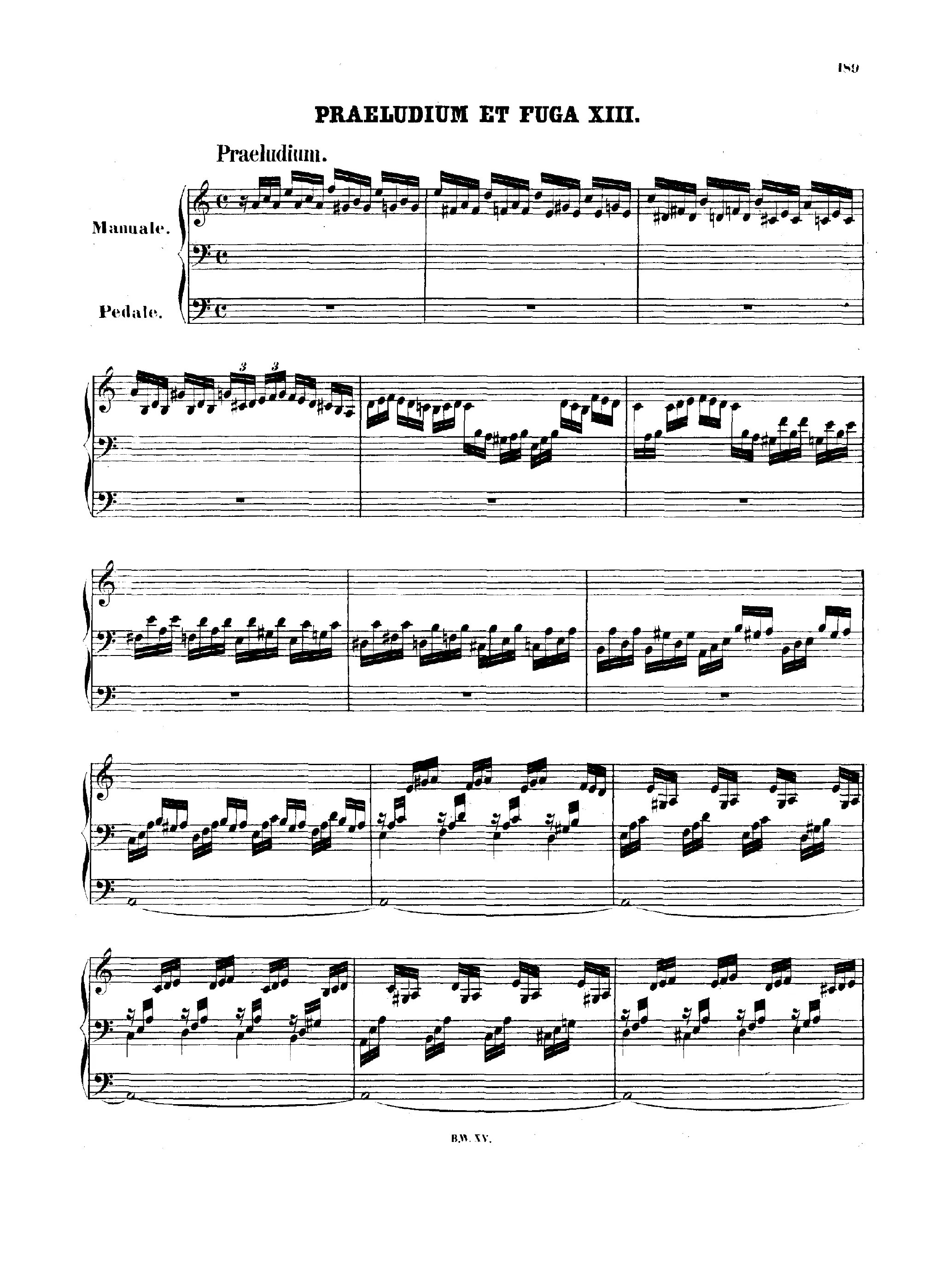 First page of Prelude and Fugue in A minor