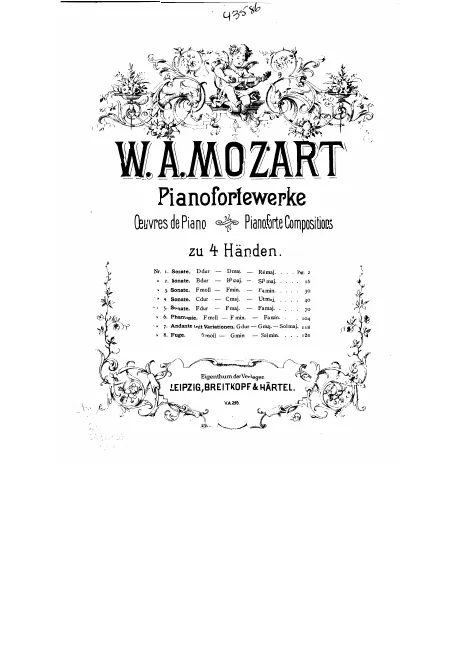 First page of Pianofortewerke zu vier Händen