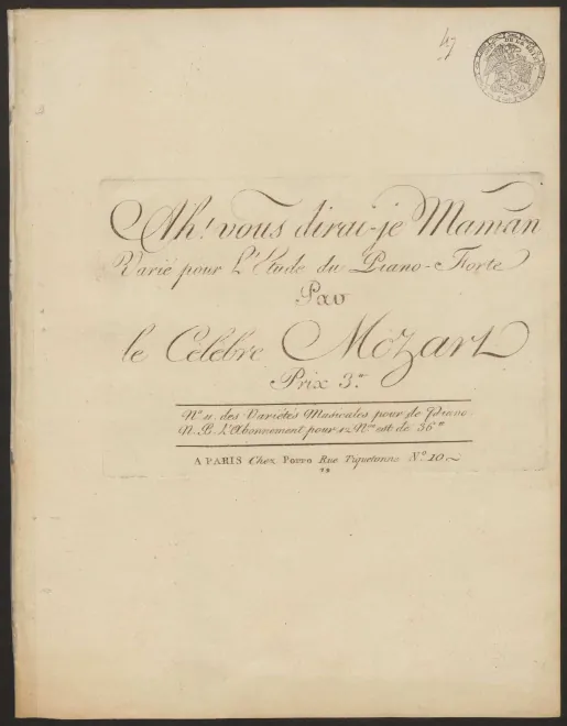 First page of 12 Variations on "Ah, vous dirai-je maman"