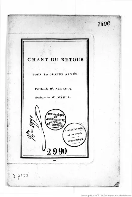 First page of Chant du retour pour la Grande Armée