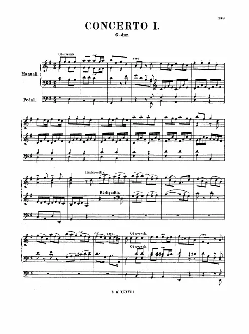 First page of Organ Concerto in G major