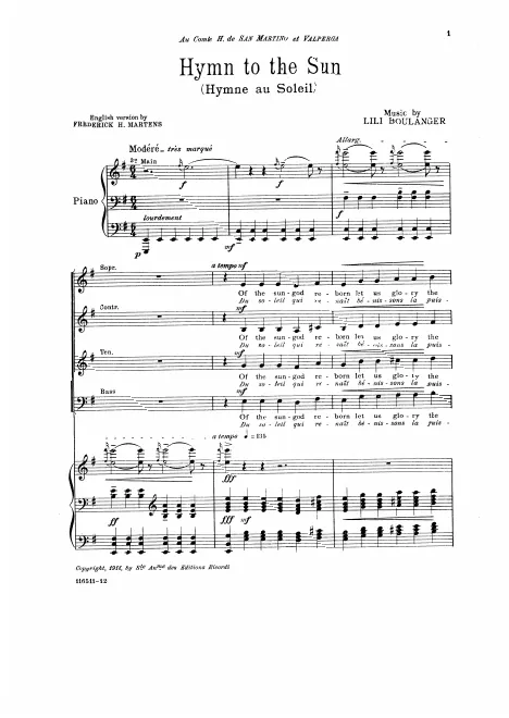 First page of Hymne au soleil