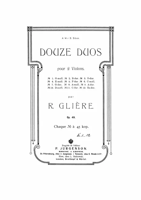 First page of Douze Duos pour 2 Violons