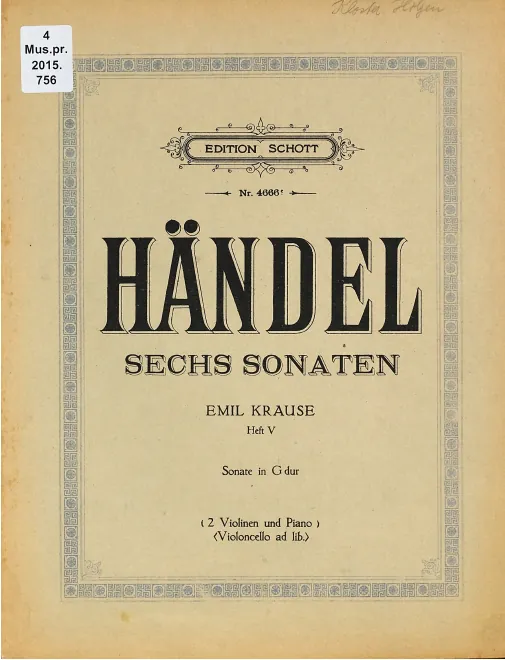 First page of Trio sonata in G major