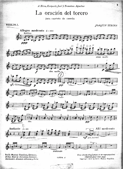 First page of La oración del torero