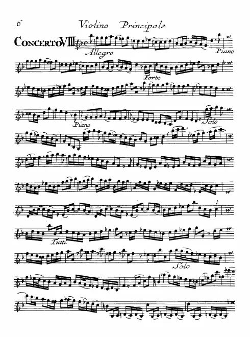 First page of Violin Concerto in G minor, RV 332