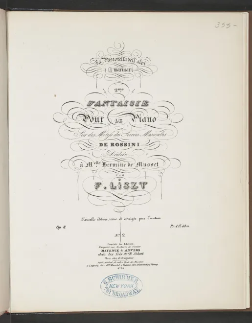 First page of Fantaisie sur des motifs de La pastorella dell’Alpi e Li marinari des Soirées musicales