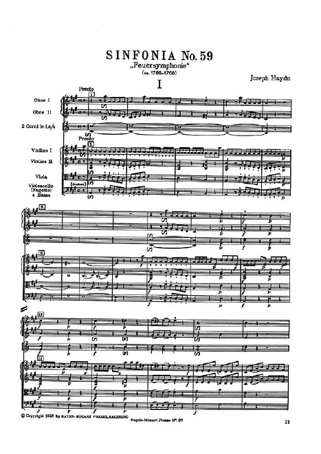 First page of Symphony No.59 in A major