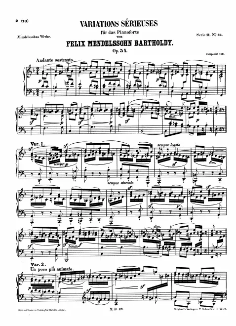 First page of Variations Sérieuses