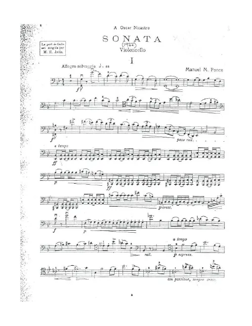 First page of Sonata for Violoncello and Piano
