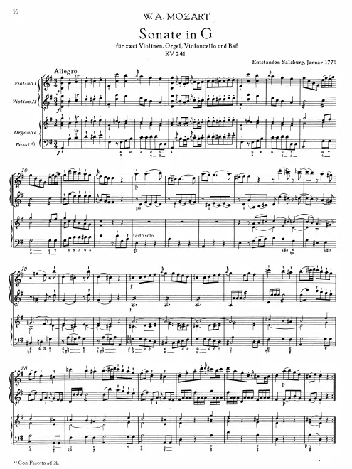 First page of Church Sonata in G major